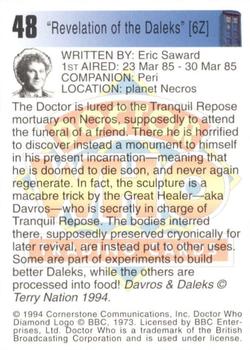 1994 Cornerstone Doctor Who Series 1 #48 Revelation of the Daleks Back