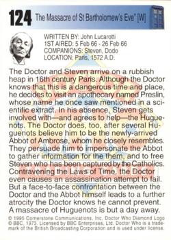 1995 Cornerstone Doctor Who Series 2 #124 The Massacre of St Bartholomew's Eve [W] Back