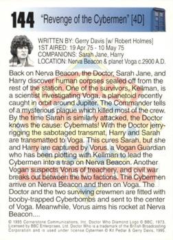 1995 Cornerstone Doctor Who Series 2 #144 Revenge of the Cybermen [4D] Back