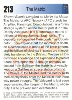 1995 Cornerstone Doctor Who Series 2 #213 The Matrix Back