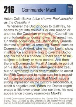 1995 Cornerstone Doctor Who Series 2 #216 Commander Maxil Back