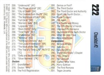 1995 Cornerstone Doctor Who Series 3 #222 Checklist #2 Back