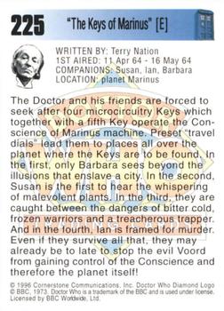 1995 Cornerstone Doctor Who Series 3 #225 The Keys of Marinus [E] Back