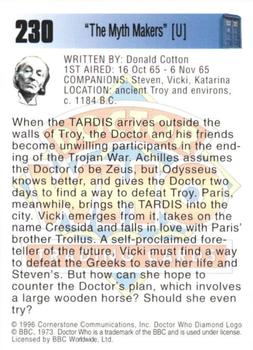 1995 Cornerstone Doctor Who Series 3 #230 The Myth Makers [U] Back