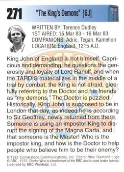 1995 Cornerstone Doctor Who Series 3 #271 The King's Demons [6J] Back