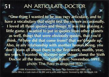 1996 Cornerstone Doctor Who Series 4 #51 An Articulate Doctor Back