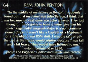 1996 Cornerstone Doctor Who Series 4 #64 RSM John Benton Back