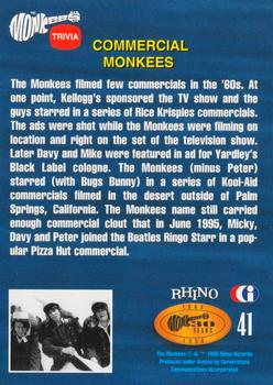 1995 Cornerstone The Monkees #41 Commercial Monkees Back