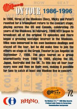 1995 Cornerstone The Monkees #72 1986-1996 Back