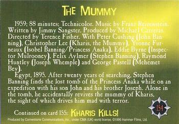 1996 Cornerstone Hammer Horror Series 2 #154 The Mummy Back