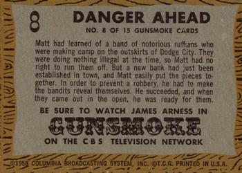 1958 Topps T.V. Westerns #8 Danger Ahead Back