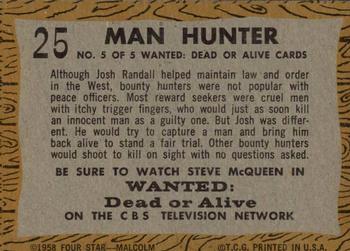 1958 Topps T.V. Westerns #25 Man Hunter Back