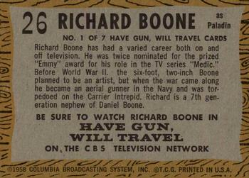 1958 Topps T.V. Westerns #26 Richard Boone as Paladin Back