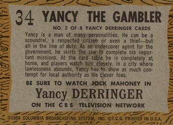 1958 Topps T.V. Westerns #34 Yancy the Gambler Back