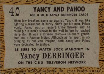1958 Topps T.V. Westerns #40 Yancy and Pahoo Back