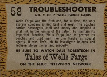 1958 Topps T.V. Westerns #58 Trouble Shooter Back