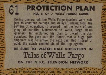 1958 Topps T.V. Westerns #61 Protection Plan Back