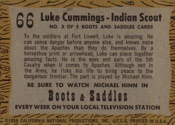 1958 Topps T.V. Westerns #66 Luke Cummings The Indian Scout Back