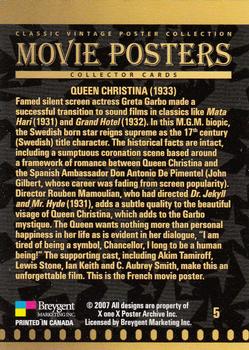 2007 Breygent Classic Movie Posters #5 Queen Christina (1933) Back