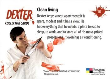 2009 Breygent Dexter Seasons 1 and 2 #10 Clean living Back
