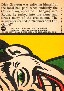 1966 Topps Batman Series A (Red Bat Logo) #27A Striking Out the Cobra Back