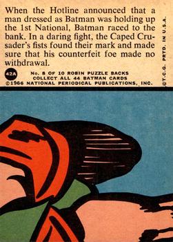 1966 Topps Batman Series A (Red Bat Logo) #42A Counterfeit Caped Crusader Back