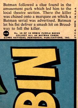 1966 Topps Batman Series A (Red Bat Logo) #44A Batman on Broadway Back