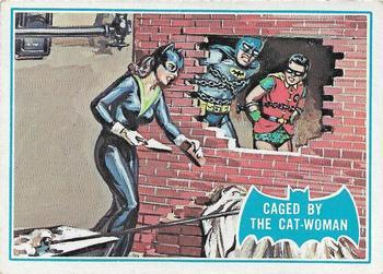 1966 Topps Batman Series B (Blue Bat Logo, Puzzle Back) #5B Caged by the Catwoman Front