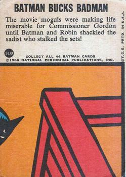 1966 Topps Batman Series B (Blue Bat Logo, Puzzle Back) #31B Batman Bucks Badman Back