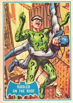 1966 Topps Batman Series B (Blue Bat Logo, Puzzle Back) #37B Riddler on the Roof Front