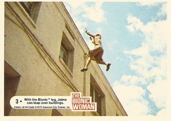 1976 Donruss Bionic Woman #3 With the Bionic leg Jamie can leap over buildings Front
