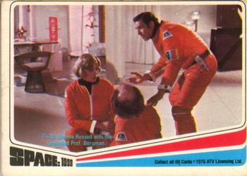 1976 Donruss Space: 1999 #7 Dr. Helena Russell aids the wounded Prof. Bergman. Front