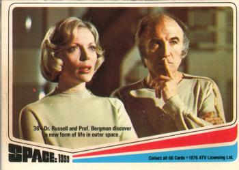 1976 Donruss Space: 1999 #38 Dr. Russell and Prof. Bergman discover a new form of life in outer space. Front