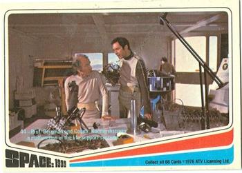 1976 Donruss Space: 1999 #44 Prof. Bergman and Comdr. Koenig discover a malfunction in the life support system. Front