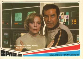 1976 Donruss Space: 1999 #58 Dr. Russell and Comdr. Koenig face a new danger. Front