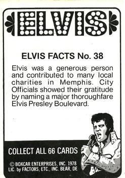 1978 Donruss Elvis Presley #38 Elvis was a generous person and contr Back