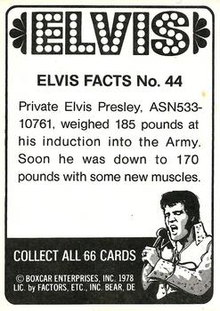 1978 Donruss Elvis Presley #44 Private Elvis Presley, ASN533-10761, Back