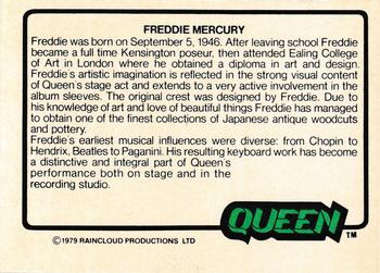 1979 Donruss Rock Stars #45 Queen (Freddie Mercury) Back