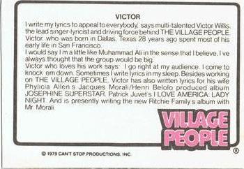 1979 Donruss Rock Stars #7 Village People (Victor Willis) Back