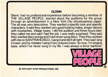 1979 Donruss Rock Stars #60 Village People (Glenn Hughes) Back