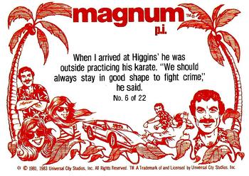 1983 Donruss Magnum P.I. #6 When I arrived at Higgins' he was outside... Back