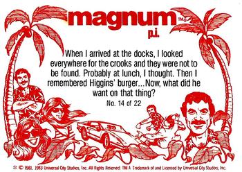 1983 Donruss Magnum P.I. #14 When I arrived at the docks, I looked everywhere... Back