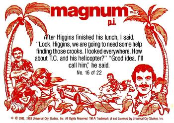 1983 Donruss Magnum P.I. #16 After Higgins finished his lunch, I said, 