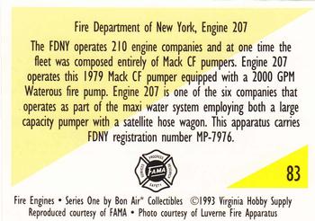 1993 Bon Air Fire Engines #83 1979 Mack CF Pumper Back