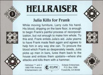 1992 Eclipse Hellraiser #3 Julia Kills for Frank Back