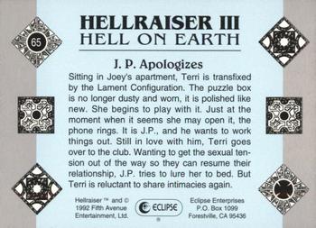 1992 Eclipse Hellraiser #65 J. P. Apologizes Back