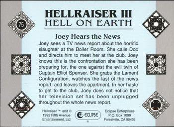 1992 Eclipse Hellraiser #75 Joey Hears the News Back