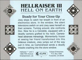 1992 Eclipse Hellraiser #81 Ready for Your Close-Up Back