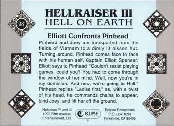 1992 Eclipse Hellraiser #98 Elliott Confronts Pinhead Back