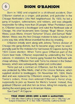 1992 Eclipse True Crime #6 Dion O'Banion Back